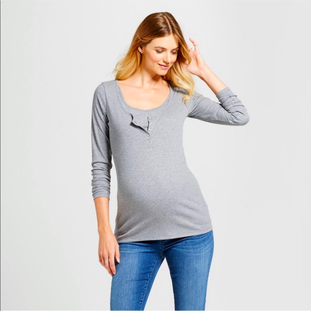 Isabel Maternity Long Sleeve Nursing Henley